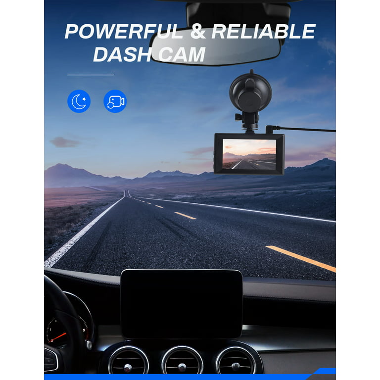 Crosstour Dash Cam,1080P Front and Rear 3”Car Security Camera,External GPS  Supported,Sony Sensor,128GB Max,Black