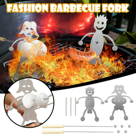 

2PC Upgrade Hot Dog Roaster Stainless Steel Hot Dog Marshmallow Roasters With Sticks Sticks Barbecue Forks Funny BBQ Grill Accessories For Camping
