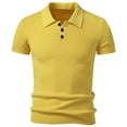 thumbnail image 2 of Men's Collared Muscle Polo Shirts Slim Fit Short Sleeve V Neck T Shirts Men Ribbed Knited Golf Shirt Casual Stylish Big and Tall Size M-4XL Yellow, 2 of 5