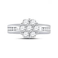thumbnail image 2 of 14kt White Gold Womens Round Diamond Flower Cluster Ring 1.00 Cttw, 2 of 4