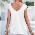 thumbnail image 4 of Jersey de mujer con cuello en V doble, Top sin mangas con empalme de encaje, blusa de Color puro, Top holgado de verano, 4 of 6