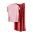 thumbnail image 2 of ylioge Pajama Sets for Women 2 Piece Modal-Loungewear Outfits with Pockets Womens Casual Solid Color Cap Sleeve Tops Wide Leg Pants Homewear Pajamas, 2 of 6