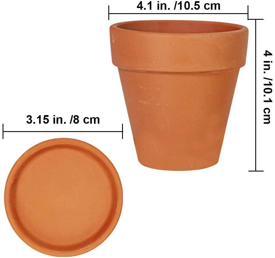 15 Pack Terra Plastic Flower Pots Outdoor 6 inch Terra Cotta Plant Pots 