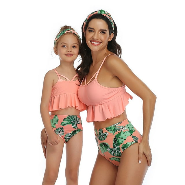 Mommy and Me Bathing Suit Two Piece Swimming Suit Family Matching Swimsuits Ruffle Bikini Set