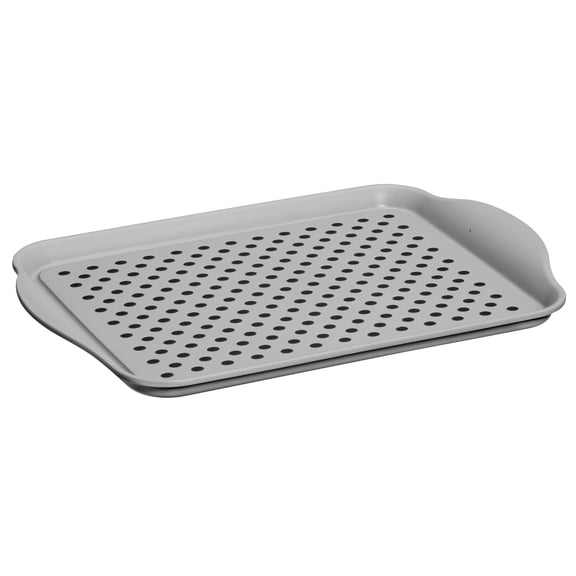 OGGI Anti Slip Serving Tray with Handles- Gray Rectangle Tray - Ideal for Eating, Breakfast, Food, Appetizer Tray, Serving