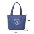thumbnail image 3 of Bolso De Hombro Bolso de hombro de pana para mujer Bolsos de compras de oso de dibujos animados Totes (Azul), 3 of 5