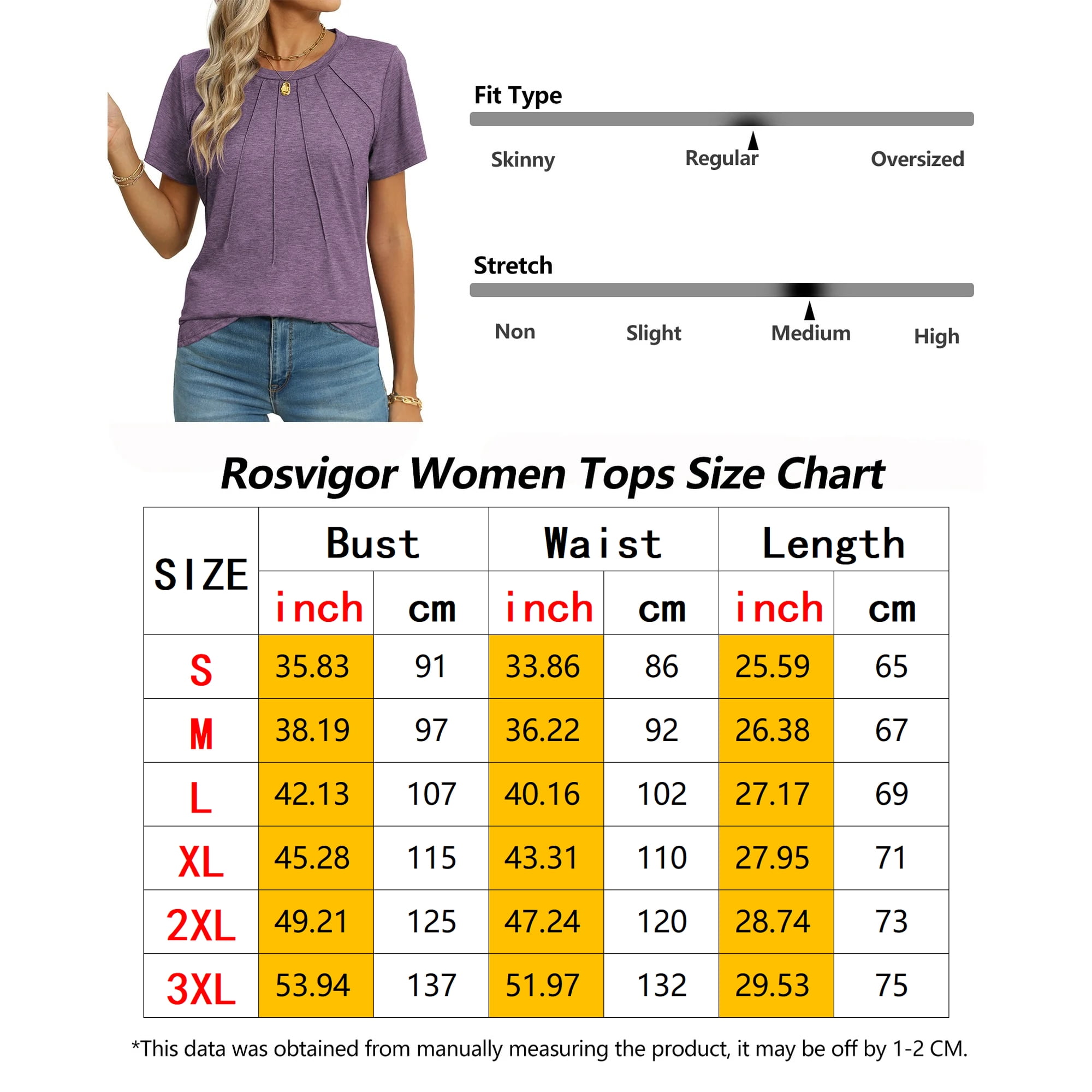 Rosvigor Blouses for Women Short Sleeve Shirts Casual Dressy Summer Tops with Pleats