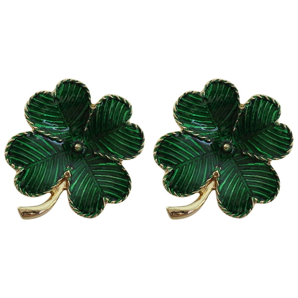 2 broches de aleación con delicado diseño de trébol de cuatro hojas, broche decorativo para el pecho.