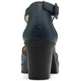 thumbnail image 3 of DADAWEN Women's Ankle Strap Platform Dress Wedding Shoes with Chunky Mid Heels and Closed Toe, 3 of 7