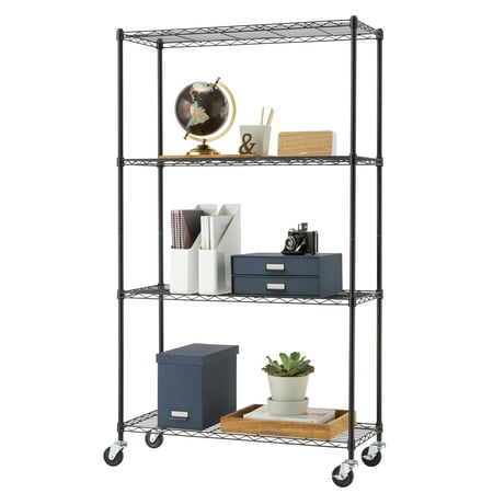 

TRINITY Basics 36 W x 14 D x 62.5 H 4-Shelf NSF Wire Shelving Unit With Casters 1000 lb Capacity Black