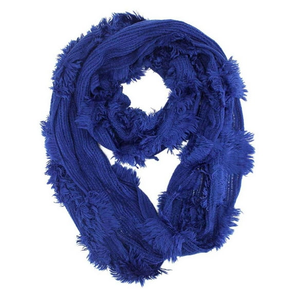 Blue Wispy Textured Ring Infinity Scarf