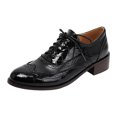thumbnail image 6 of Oxford Shoes for Women Lace up Wingtip Vintage Pattern Leather Low Heel Pumps Shoes Business Work Casual Dress Shoes Black Size 9, 6 of 6
