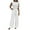 White, variant on Women High Waist Belted Dungarees Long Pants, Polyester Spandex, Casual Daily Work Outfit