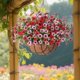 thumbnail image 1 of Cesta de flores artificiales, planta colgante falsa, decoración para colgar , maceta con cadena DIY para hogar, porche, balcón, exterior e Rojo Rosa, 1 of 8