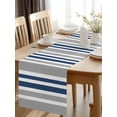 thumbnail image 2 of Modern Vertical Stripes Table Runner-36 Inch Long Navy Blue Grey White Table Runners Linen Burlap Tablerunner for Kitchen Dining Room Holiday Party, 2 of 9