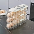 thumbnail image 3 of Automatic Rolling Egg Organizer, Slide-Type Egg Roller and Egg Rack for Refrigerator Side Doors, Household Egg Storage Box and Egg Timer, Space-Saving Egg Carton that Holds Eggs Securely, 12*8*4in, A, 3 of 6