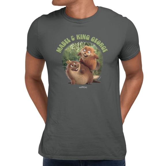 Disney Pixar Hoppers Mabel And King George Forest Circle Men's T Shirt (Charcoal, S-3XL)