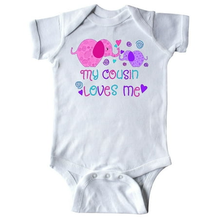 

Inktastic My Cousin Loves Me- Cute Elephants Gift Baby Boy or Baby Girl Bodysuit