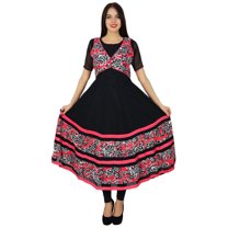 Bimba Black Flaired Dress Long Georgette Kurti Party Wear Indian Ethnic Kurta