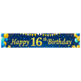 thumbnail image 5 of Blue Backdrop Banner with Golden Glittery Happy 16th Birthday Text Balloons Stars and Gift Elements Birthday Party Decoration Photography Props Party Supplies Backdrop Decorations, 5 of 8