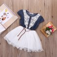 thumbnail image 2 of SUNSIOM Vêtements pour Enfants, Épissage Col Rond Manches Courtes Tulle Robe, 2 of 9