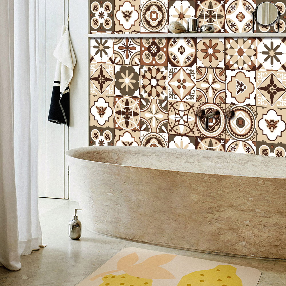 Details about   20pcs Moroccan Style Tile Wall Stickers Kitchen Bathroom Self-Adhesive Mosaic 