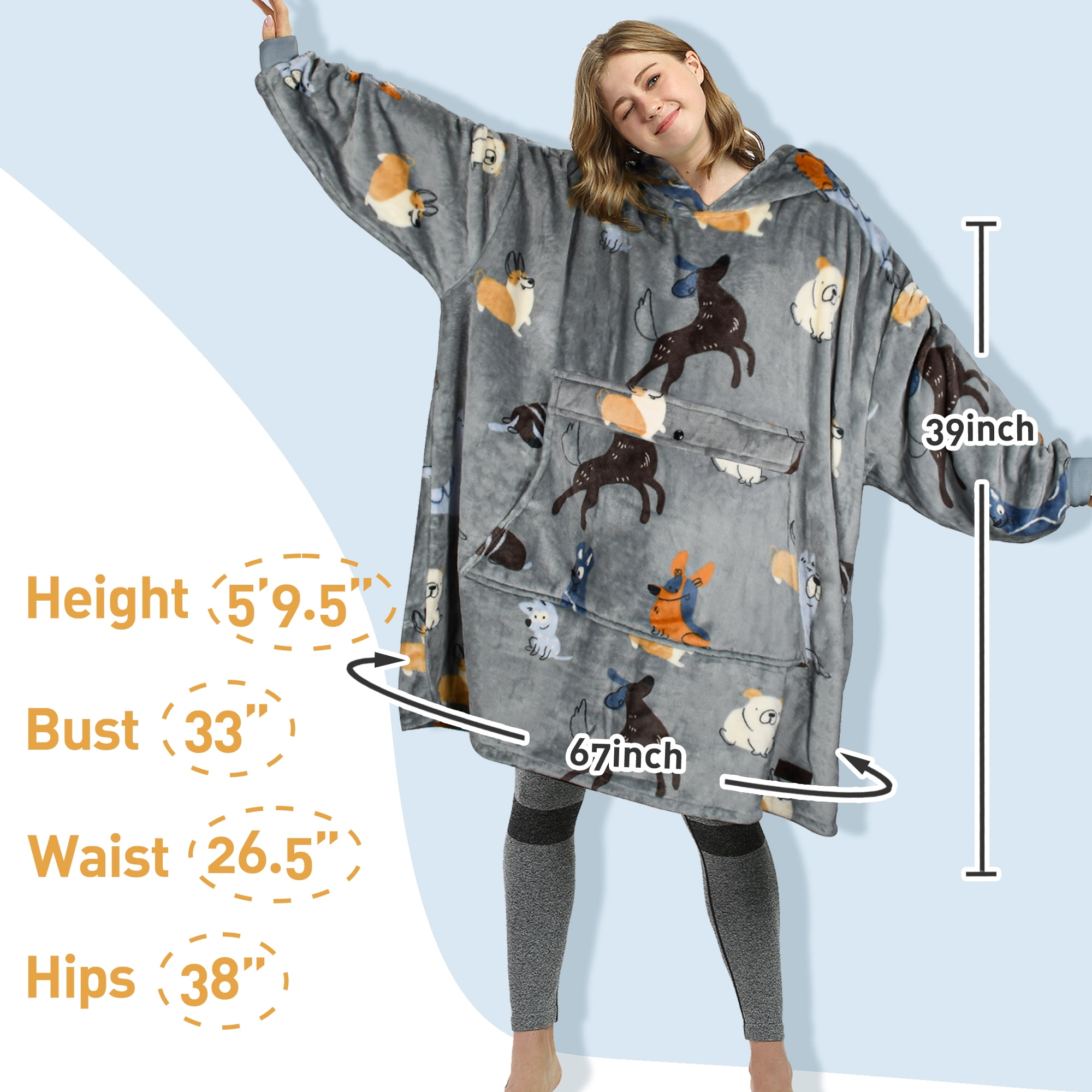 Catalonia Women's Hoodie Sweatshirt, Casual Pullover Sweater with front Pocket, Womens Fall Winter Clothing, Blanket Hoodie Sweatshirt, Dog Pattern
