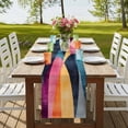 thumbnail image 4 of Colorful Abstract 90 Inch Table Runner, Modern Geometric Vintage Farmhouse Dresser Scarf Cotton & Linen Tablerunner for Dining/Kitchen Island/Holiday Party Décor 13" x 90", 4 of 9