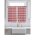 thumbnail image 2 of Tier Curtains 45 Inches Long, Farmhouse Buffalo Plaid Window Treatment Curtain Drapes, Red White Checkered Window Half Privacy Curtains for Bedroom Bathroom, 42"x45", 2 Panels, 2 of 7