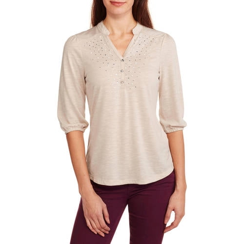 Zena Women's Embellished Knit Henley