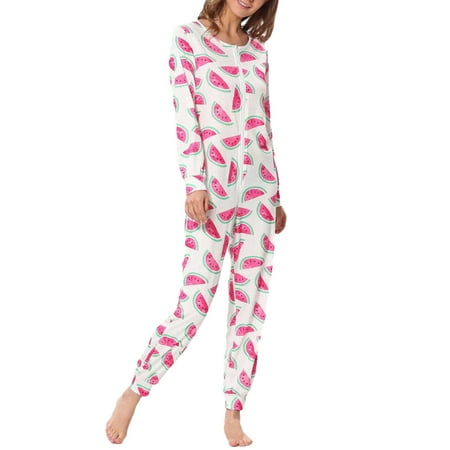 

JBEELATE Women Pajamas Jumpsuit Onesie Pajamas for Women Long Sleeve Adult Thermal Underwear One Piece Bodysuit Sleepwear