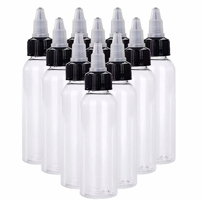 KingWei Botella de líquido extruido de plástico LDPE Botella exprimidora Botella dispensadora con cuentagotas 10 botellas de 2 oz Botella de lavado de laboratorio Botella de goteo Botella de pigmento