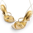 thumbnail image 4 of Sandalia DREAM PAIRS Tacón Cuadrado Punta Abierta con Cordones Oro 10 cm, 4 of 7