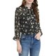 thumbnail image 5 of INSPIRAR CHIC Blusa de Otoño para Mujer con Mangas Largas, Cuello con Lazo, Volantes y Estampado Floral en Negro, 5 of 6