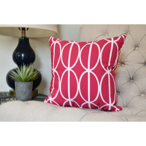 18 x 18 inch, Ovals Go 'Round Geometric Print Pillow, Pink/Fushcia