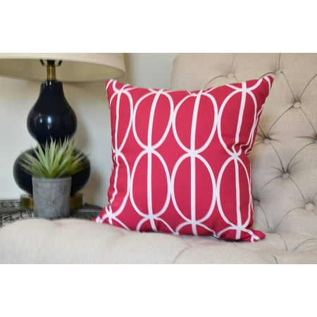 18 x 18 inch Ovals Go Round Geometric Print Pillow Pink/Fushcia