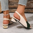 thumbnail image 3 of Womens Slingback Chunky Block Heels Sandals Pointed Toe Mid-Heel Shoes Green 6, 3 of 7