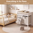 thumbnail image 6 of INFANS Baby Changing Table, Wooden Diaper Station Dresser with 3 Fabric Drawers, Laundry Hamper, Safety Belt, Pad for Nursery Infant, 6 of 9
