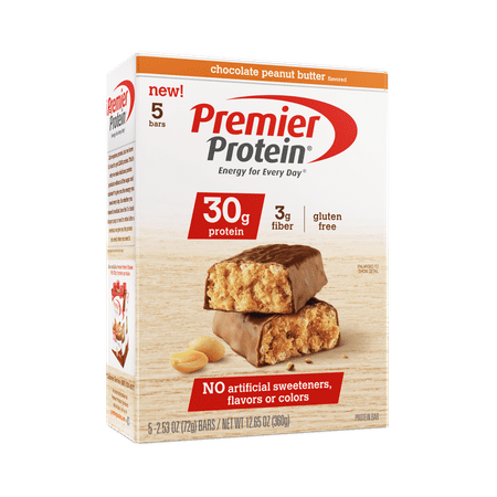 Premier Protein Bar, Chocolate Peanut Butter, 30g Protein, 5 (Best High Fiber Protein Bars)