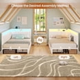 thumbnail image 3 of Mabor Twin Size Corner Bed Frame with 2 Storage Drawers and Charging Station,L-Shaped Daybed with Line Fabric Upholstered Fence,Platform Corner Bed with Led Lights,Beige, 3 of 9