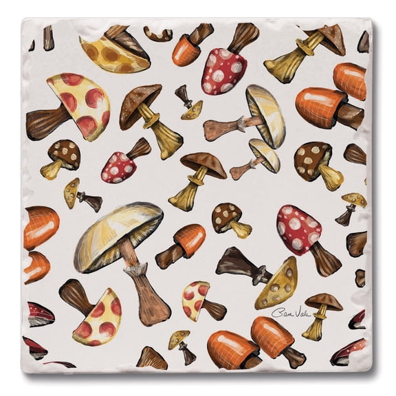 Thirstystone Mushroom Harvest 4-Pack Tumbled Tile Stone Coasters