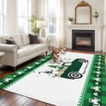 thumbnail image 3 of Area Rug 72×108in, Rustic Dwarf Green Checkered Floor Carpet Living Room Rug, St. Patrick's Day Three Leaf Non-Slip Welcome Mat Indoor Rugs for Bedroom Dining Room, 3 of 9