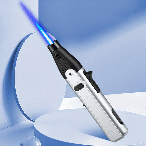 Butane Torch With Fuel Gauge, Refillable Kitchen Torch Lighter With Safety Lock And Adjustable Flame, One-handed Operation Blow Torch ForBBQ(Butane Gas Is Not Included)