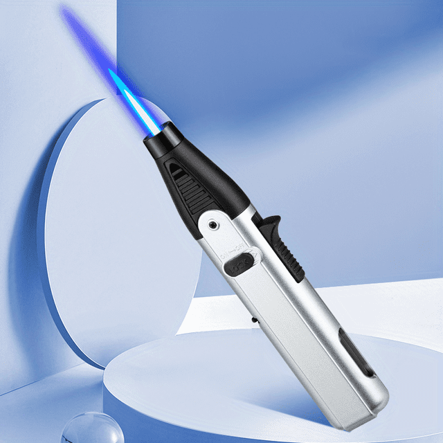 Butane Torch With Fuel Gauge, Refillable Kitchen Torch Lighter With Safety Lock And Adjustable Flame, One-handed Operation Blow Torch ForBBQ(Butane Gas Is Not Included)