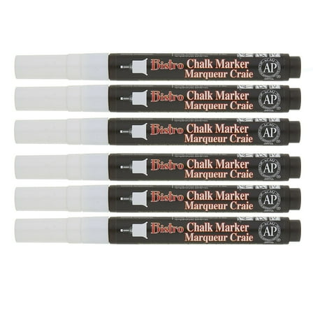 Marvy Uchida Bistro Chalk Markers Extra Fine Tip White Pack of 6 (UCH485C0-6)
