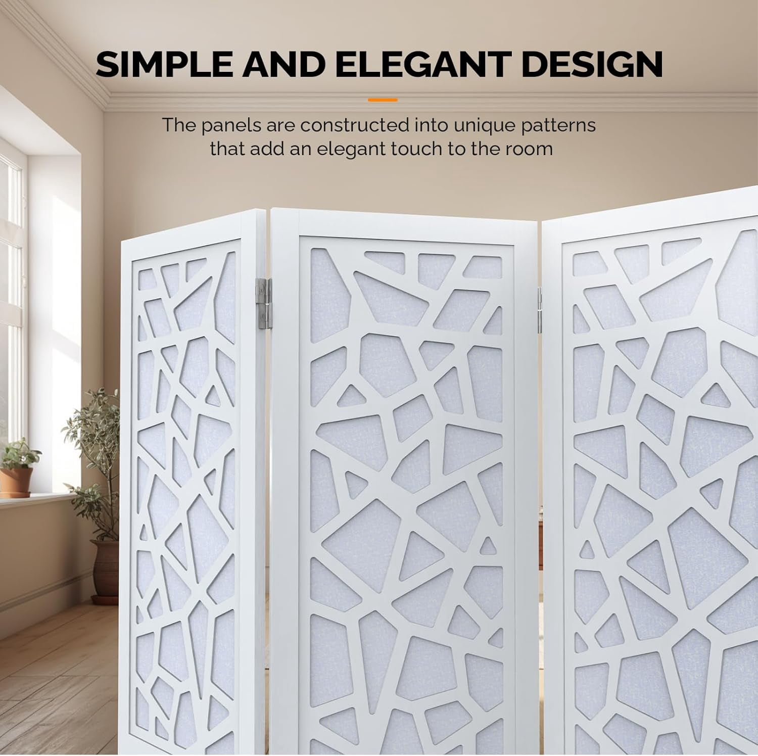 VINGLI 70'' H Room Divider, Non-Woven Fabric Privacy Screen, Indoor Partition Wall Dividers, Freestanding Hinged Space Separator with Modern Unique Pattern