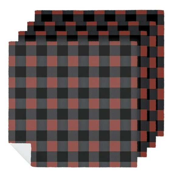 Qinduosi Christmas Cloth Napkins, Classic Checked Red Plaid Christmas Square Premium Polyester Table Napkins for Dinner Parties 2 PCS