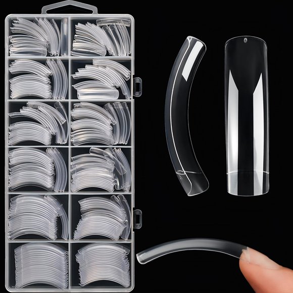 Uñas postizas AQOYNQ 240 uds curvas largas transparentes