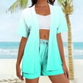 thumbnail image 2 of TaTaai Women Loose Fit Gradient Print Casual Cardigan Shorts Set with Pockets Ladies Spring Summer Party Gathering Wear Lightweight Breathable No Fading Stylish Set Gift, 2 of 6
