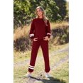 thumbnail image 4 of Conjunto Deportivo PRETTYGARDEN de Dos Piezas con Rayas en Rojo Vino - Talla M, 4 of 8